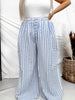 Blue & White Striped Wide Leg Lounge Pants - Whiskey Skies - ODDI