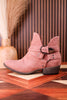 Blush Ankle Boots With Criss Cross Strap Detail - Whiskey Skies - VERY G