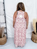 Blush Floral Print Lace High - Low Dress With Twist Straps - Whiskey Skies - POLAGRAM + BAEVELY