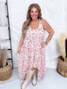 Blush Floral Print Lace High - Low Dress With Twist Straps - Whiskey Skies - POLAGRAM + BAEVELY