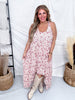 Blush Floral Print Lace High - Low Dress With Twist Straps - Whiskey Skies - POLAGRAM + BAEVELY