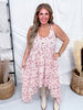 Blush Floral Print Lace High - Low Dress With Twist Straps - Whiskey Skies - POLAGRAM + BAEVELY