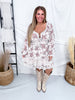 Blush Floral Print Ruffled Mini Dress With Lace Accents - Whiskey Skies - POLAGRAM + BAEVELY