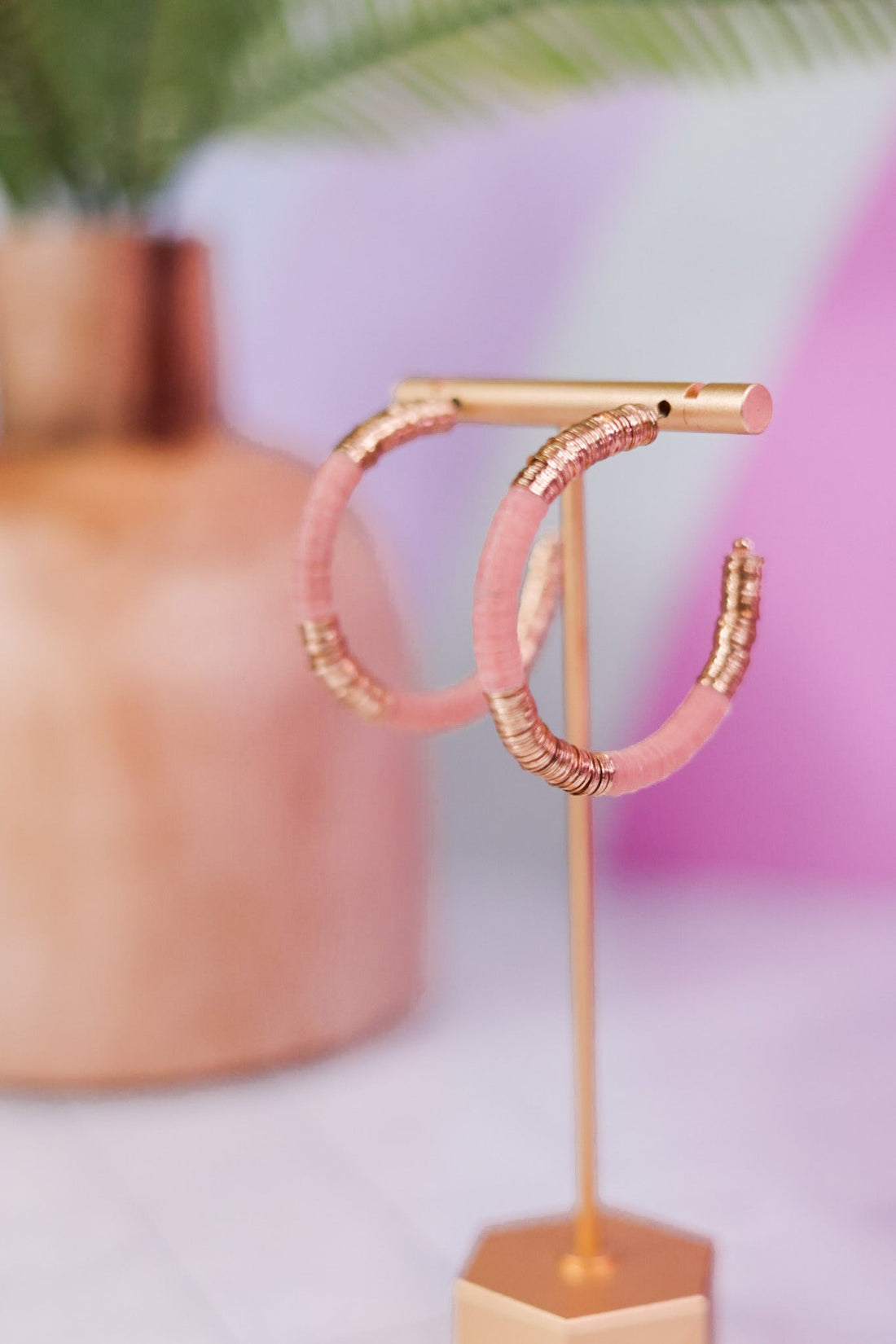 Blush Gold Sequin Hoop Earring - Whiskey Skies - INK+ALLOY