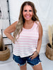 Blush & Ivory Striped Sleeveless Knit Top - Whiskey Skies - BIBI