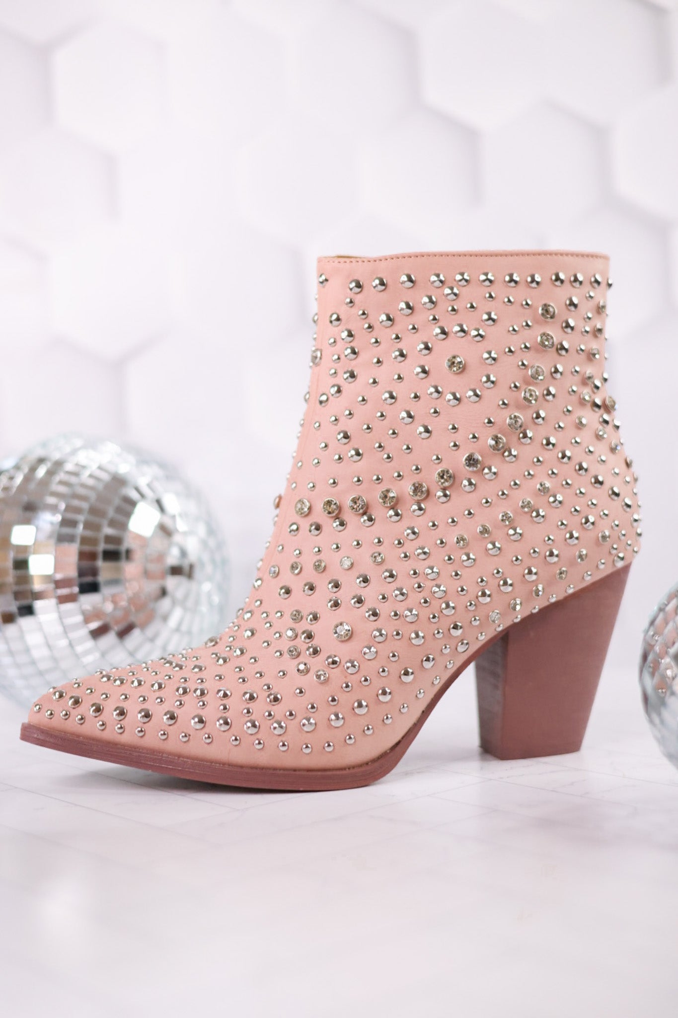 Blush Line Dance Rhinestone Booties - Whiskey Skies - CORKYS FOOTWEAR