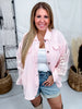 Blush Pink Crinkle Gauze Button Front Top With Embroidered Knit Sleeves - Whiskey Skies - BIBI