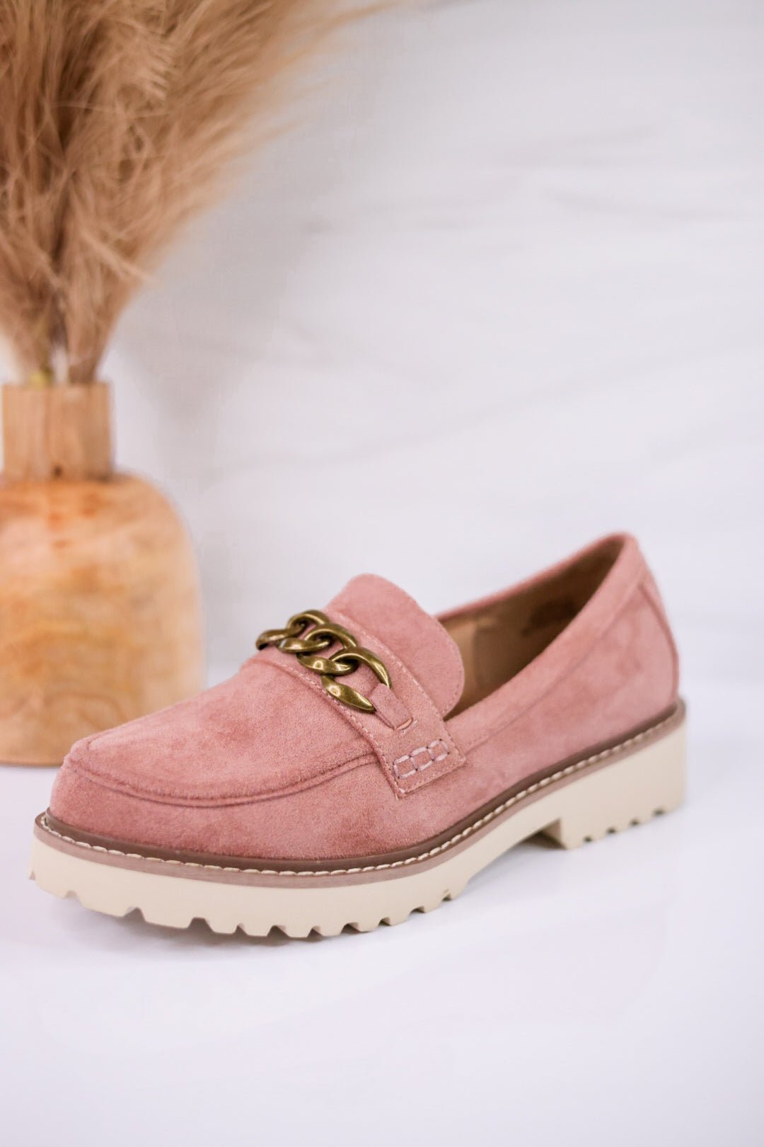 Blush Pink Loafers with Chain Detail - Whiskey Skies - CORKYS FOOTWEAR