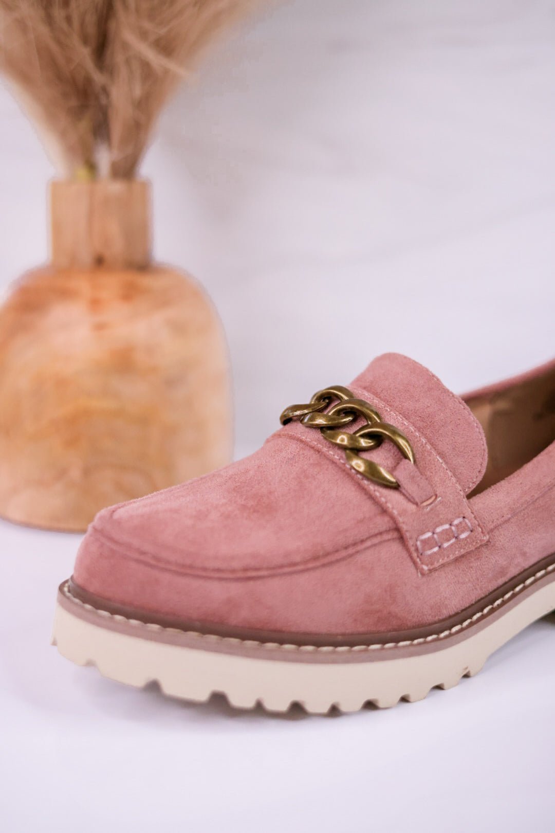 Blush Pink Loafers with Chain Detail - Whiskey Skies - CORKYS FOOTWEAR