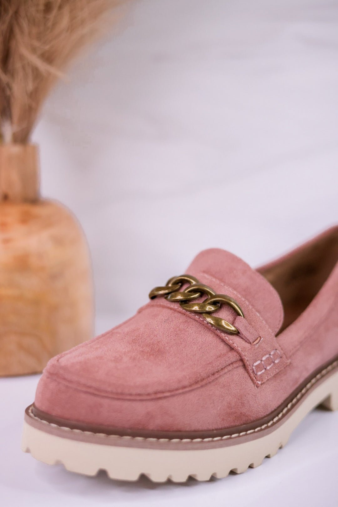 Blush Pink Loafers with Chain Detail - Whiskey Skies - CORKYS FOOTWEAR