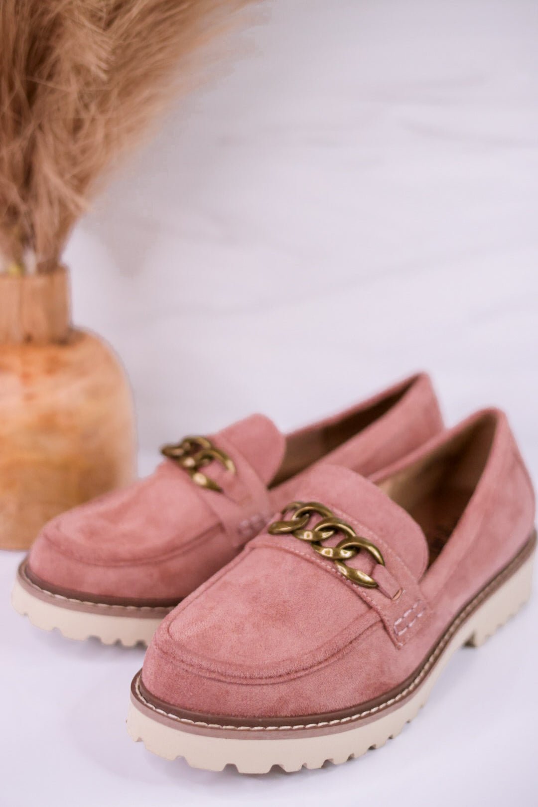 Blush Pink Loafers with Chain Detail - Whiskey Skies - CORKYS FOOTWEAR