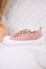 Blush Pink Suede Aman Sneakers With Metallic Splash - Whiskey Skies - VERY G