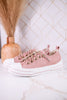 Blush Pink Suede Aman Sneakers With Metallic Splash - Whiskey Skies - VERY G