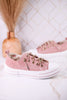 Blush Pink Suede Aman Sneakers With Metallic Splash - Whiskey Skies - VERY G