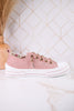 Blush Pink Suede Aman Sneakers With Metallic Splash - Whiskey Skies - VERY G