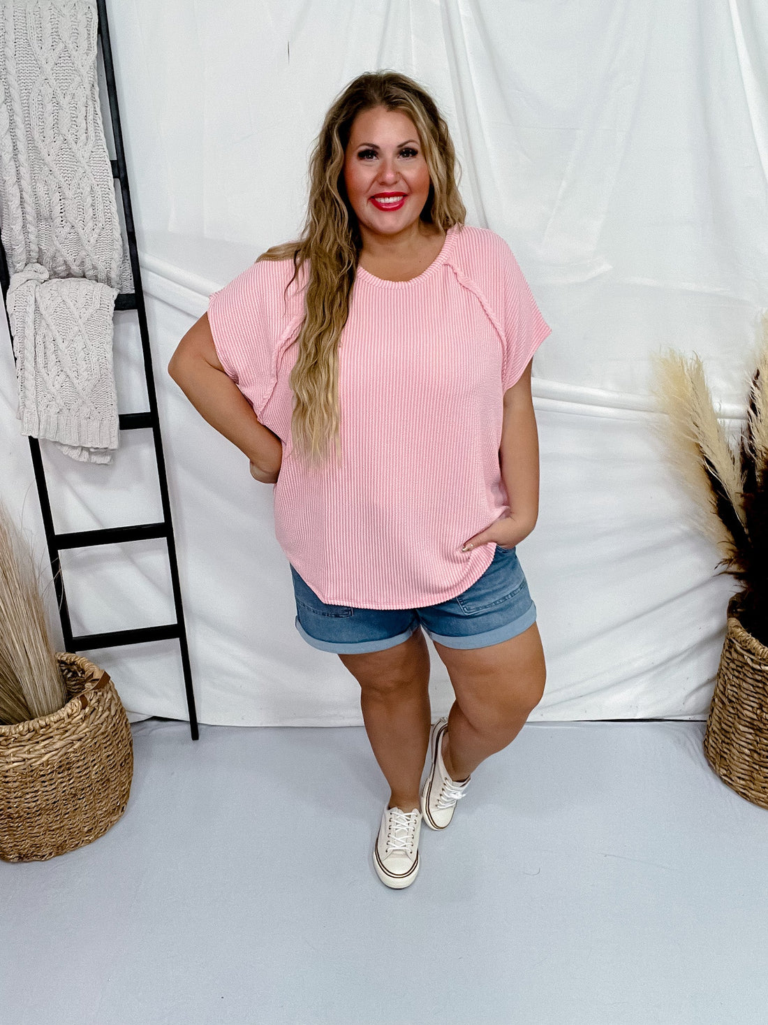 Blush Tunic Top With A Poncho Bodice & Raglan Sleeves - Whiskey Skies - ANDREE BY UNIT