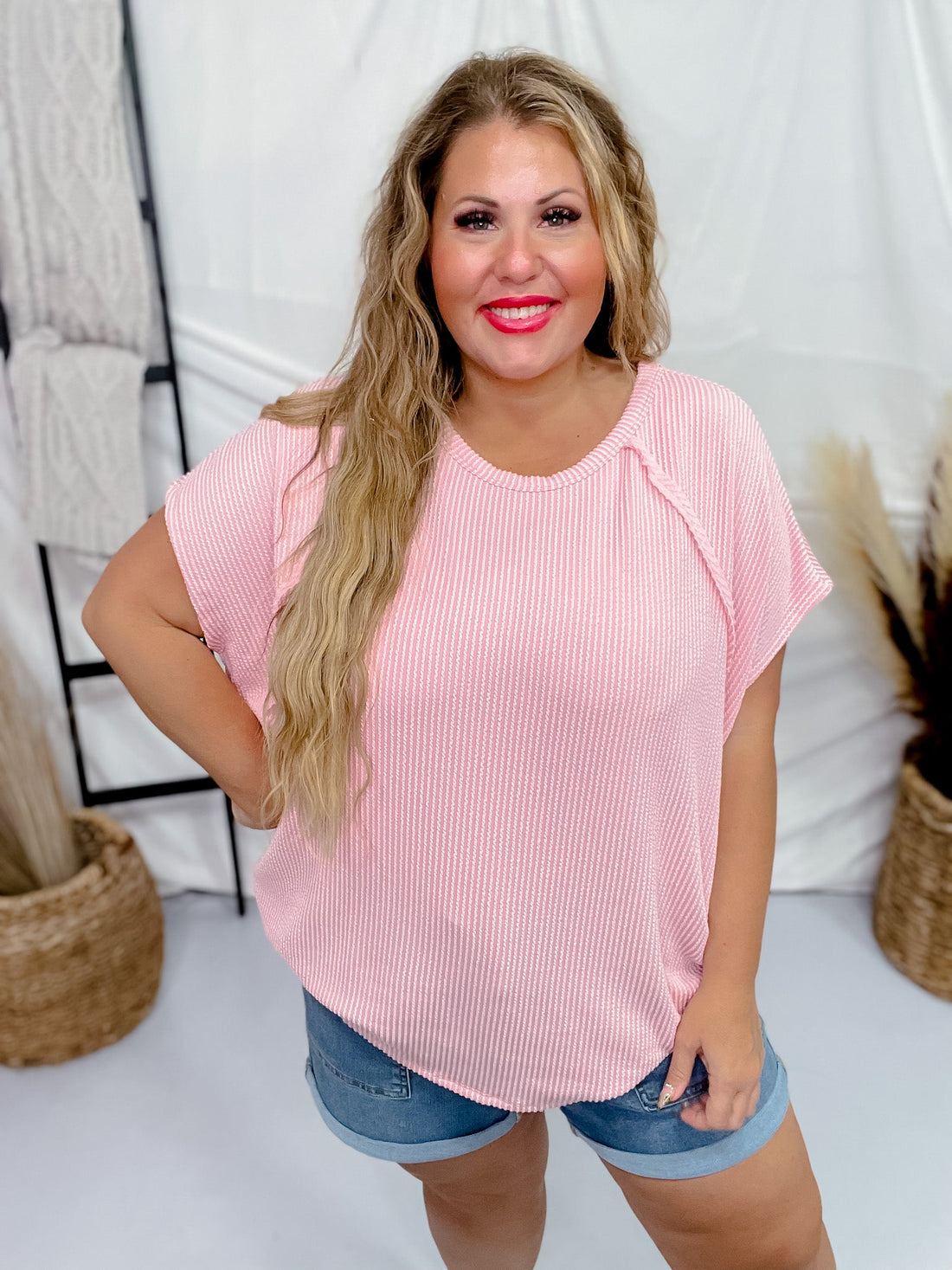 Blush Tunic Top With A Poncho Bodice & Raglan Sleeves - Whiskey Skies - ANDREE BY UNIT