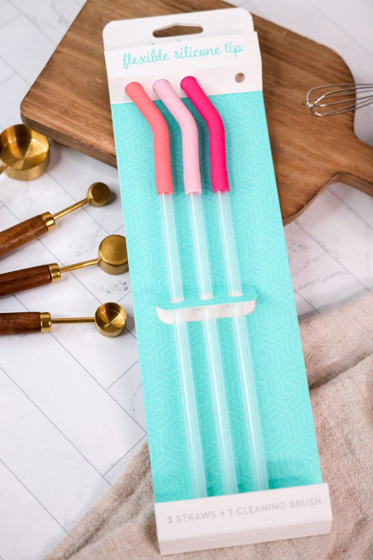 Blush/Coral/Hot Pink Reusable Straw Set - Whiskey Skies - SWIG LIFE