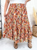 Bohemian Floral Elastic Waist Tiered Skirt - Whiskey Skies - HAYDEN