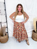 Bohemian Floral Elastic Waist Tiered Skirt - Whiskey Skies - HAYDEN