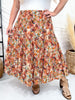 Bohemian Floral Elastic Waist Tiered Skirt - Whiskey Skies - HAYDEN