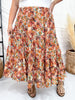 Bohemian Floral Elastic Waist Tiered Skirt - Whiskey Skies - HAYDEN