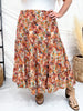 Bohemian Floral Elastic Waist Tiered Skirt - Whiskey Skies - HAYDEN
