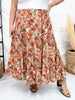 Bohemian Floral Elastic Waist Tiered Skirt - Whiskey Skies - HAYDEN
