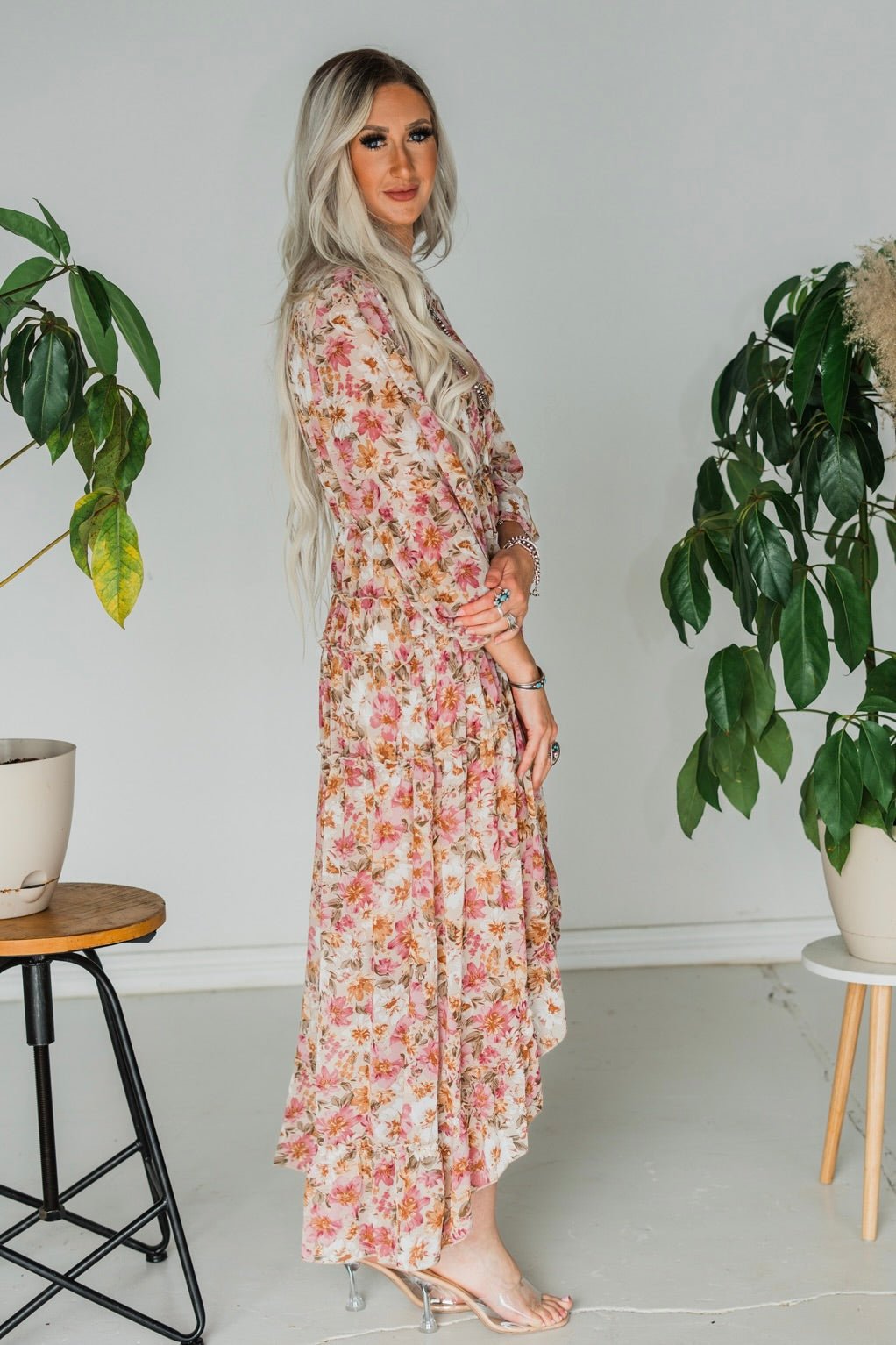 Bohemian Floral High/Low Maxi Dress - Whiskey Skies - SWEET GENERIS