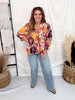Bohemian Floral Woven 3/4 Sleeve Blouse - Whiskey Skies - UMGEE
