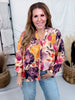Bohemian Floral Woven 3/4 Sleeve Blouse - Whiskey Skies - UMGEE