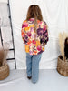 Bohemian Floral Woven 3/4 Sleeve Blouse - Whiskey Skies - UMGEE