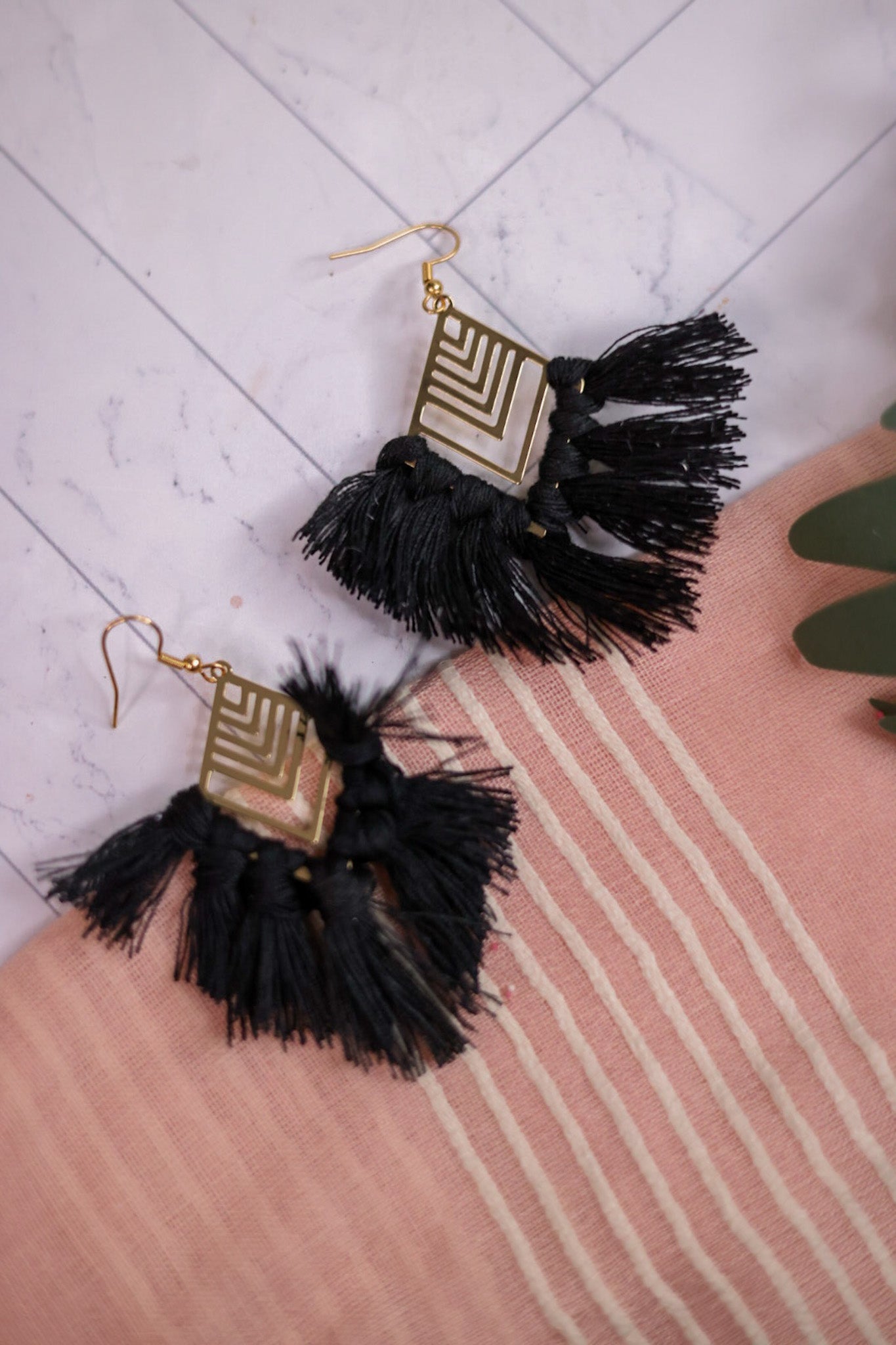 Boho Daze In Jet Black Earrings - Whiskey Skies - DIXIE BLISS