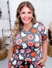 Boho Floral Ghost Short Sleeve Pajama Set - Whiskey Skies - SHIRLEY & STONE