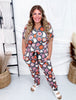 Boho Floral Ghost Short Sleeve Pajama Set - Whiskey Skies - SHIRLEY & STONE