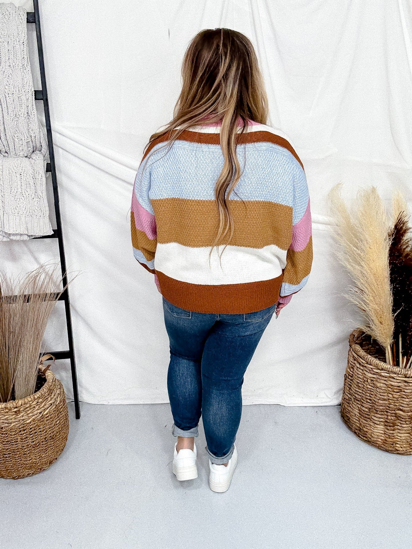 Bold Striped Color Block Sweater - Whiskey Skies - SEW IN LOVE