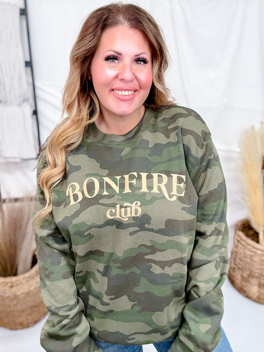 Bonfire Club Camo Long Sleeve Sweatshirt - Whiskey Skies - SOUTHERN BLISS COMPANY