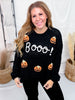 Boo! Chunky Knit Sweater With Jack-O-Lanterns - Whiskey Skies - DAVI & DANI