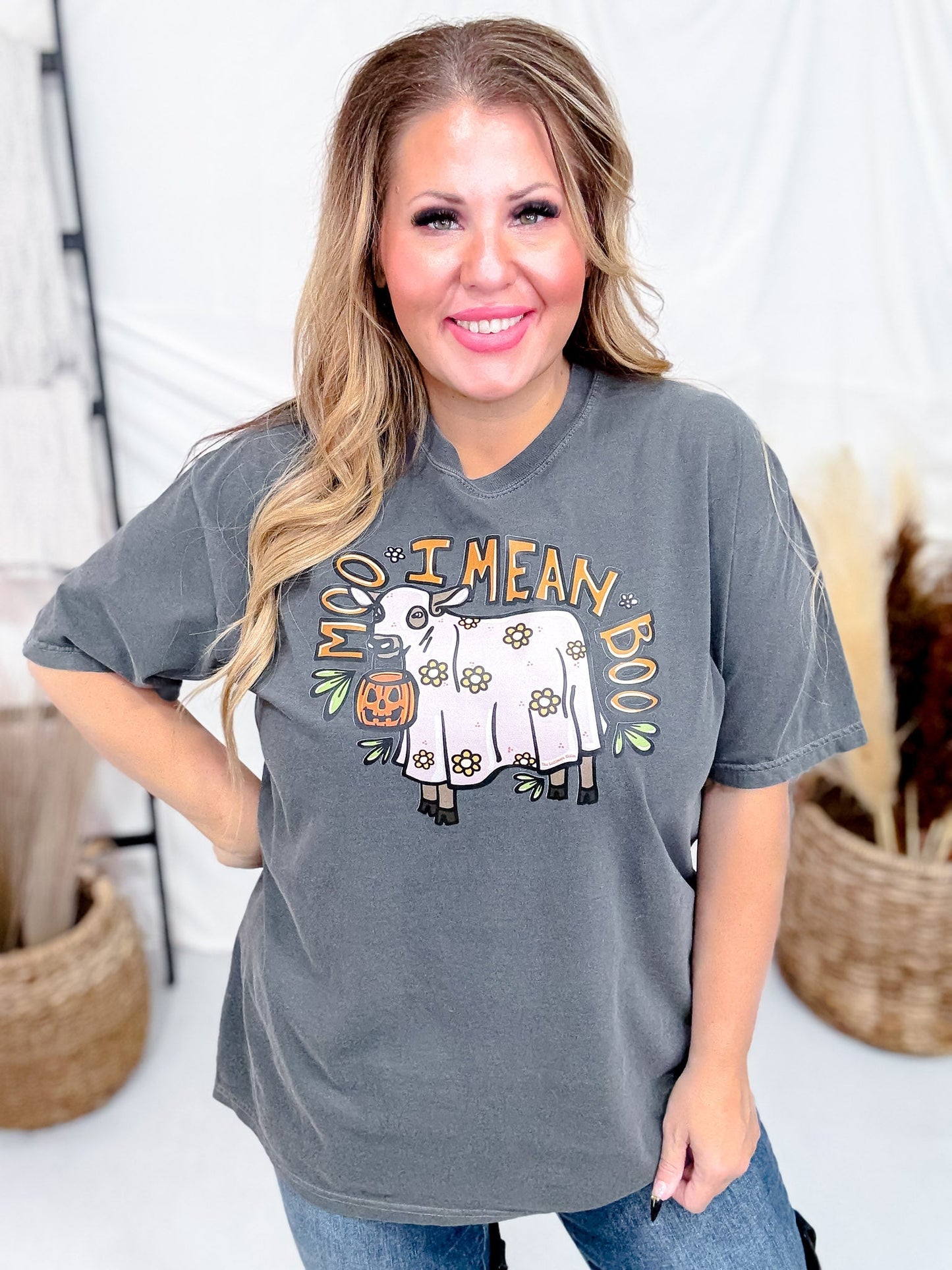 Boo, I Mean MOO Graphic T-Shirt - Whiskey Skies - THE LATTIMORE CLAIM