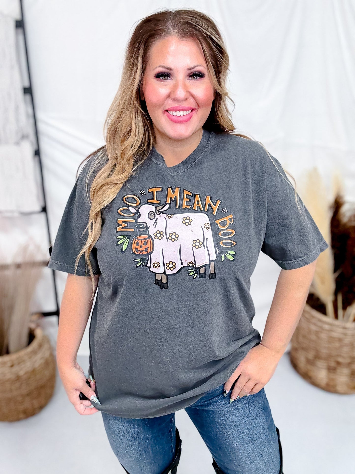Boo, I Mean MOO Graphic T-Shirt - Whiskey Skies - THE LATTIMORE CLAIM