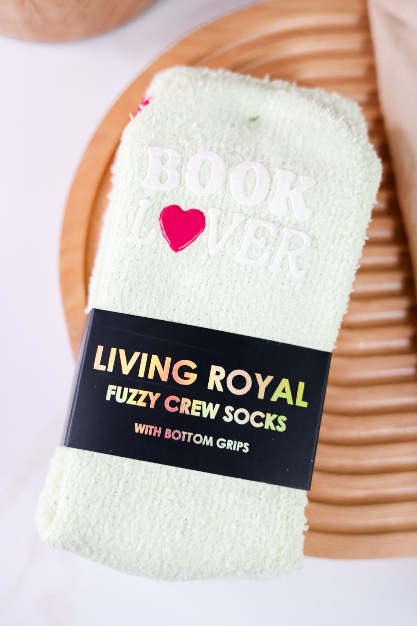 Book Lover Fuzzy Crew Socks - Whiskey Skies - LIVING ROYAL
