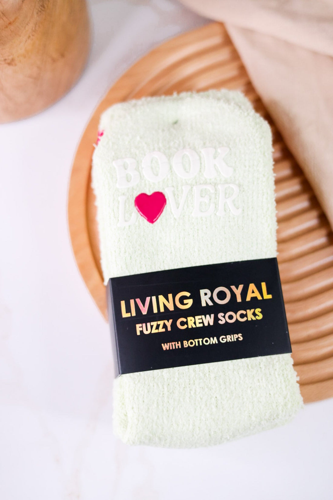 Book Lover Fuzzy Crew Socks - Whiskey Skies - LIVING ROYAL