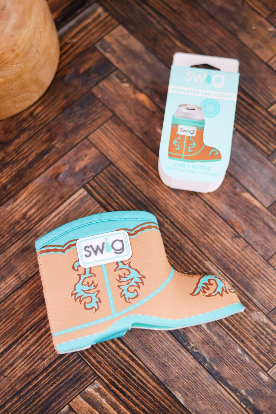Boot Scootin' Turquoise Can Coolie W/ Card Pocket - Whiskey Skies - SWIG LIFE