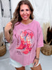 Boots Print Mineral Washed Short Sleeve Top - Whiskey Skies - BLUEVELVET