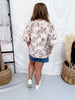 Botanical Floral Print Split V-Neck Puff Sleeve Top - Whiskey Skies - HEIMISH