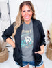 Boyfriend Cut Stretchy Open Front Blazer W/ Rolled Up Sleeves (8 Colors) - Whiskey Skies - ANDREE BY UNIT