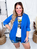 Boyfriend Cut Stretchy Open Front Blazer W/ Rolled Up Sleeves (8 Colors) - Whiskey Skies - ANDREE BY UNIT
