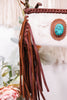 Braided Leather and Cowhide Clutch with Turquoise Accent - Whiskey Skies - AMERICAN DARLING