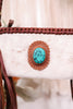 Braided Leather and Cowhide Clutch with Turquoise Accent - Whiskey Skies - AMERICAN DARLING