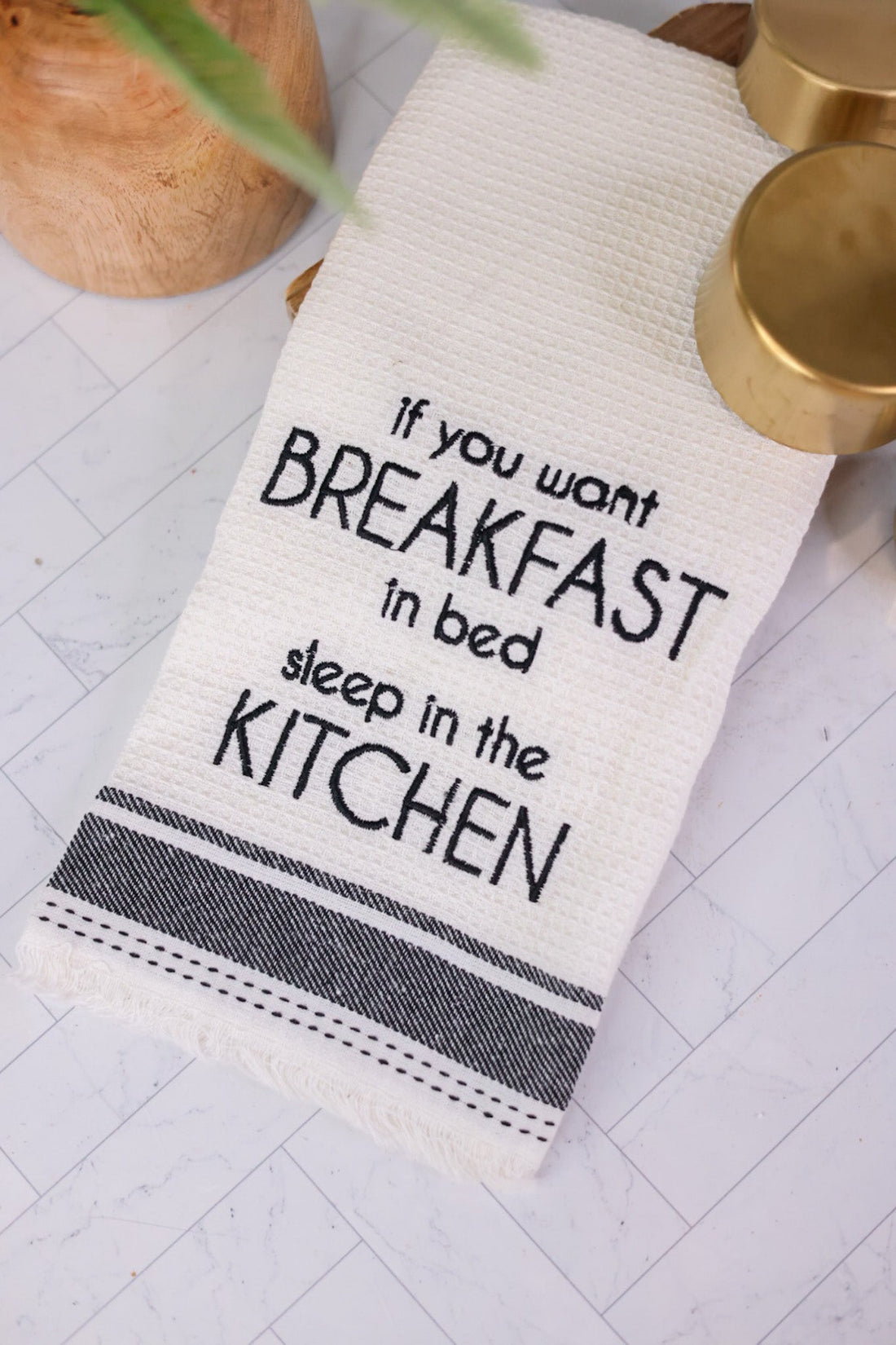 Breakfast In Bed Waffle Weave Tea Towel - Whiskey Skies - KARMA